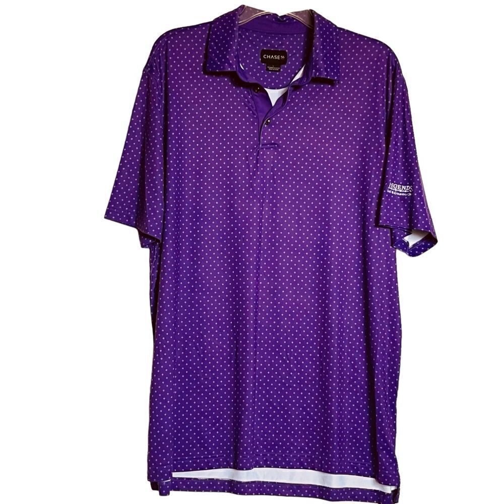 Chase 54 Legends Golf & Country Club Purple Geo Print Men’s Polo Shirt Size L